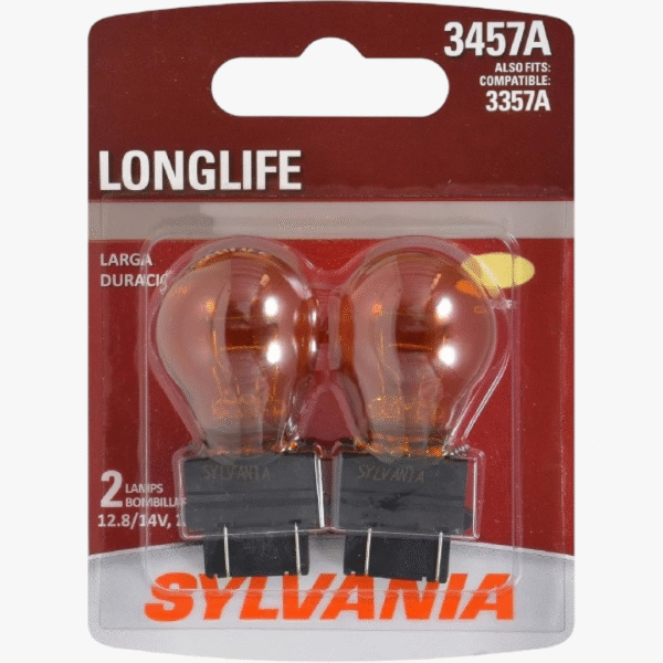 SYLVANIA 3457A Long Life Miniature Amber Bulb – Ideal for Parking, Side Marker & Turn Lights